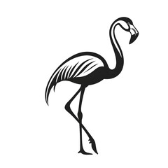 Elegant Flamingo Silhouette: An artistic, clean illustration of a flamingo, portrayed in stark black against a neutral backdrop, emphasizing its graceful form and iconic silhouette.