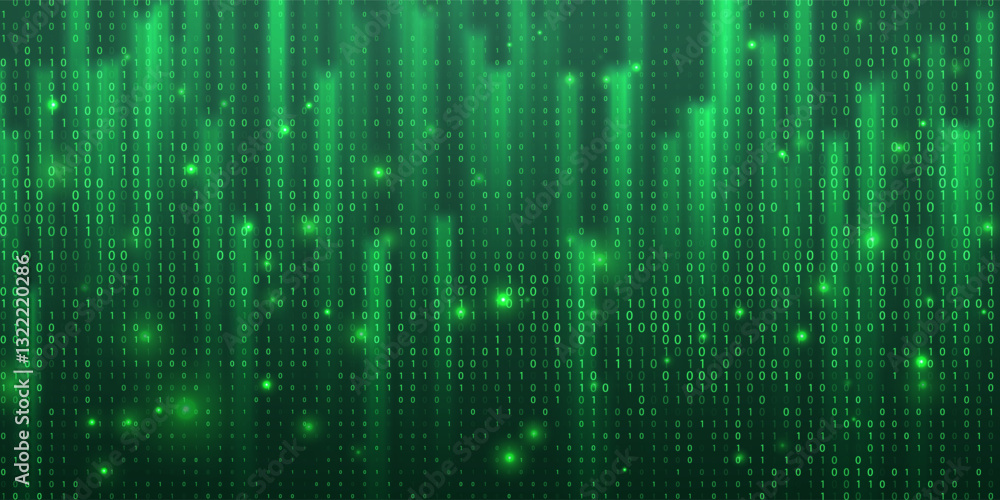 Poster abstract falling digits. digital code rain in a matrix inspired futuristic style. green futuristic c