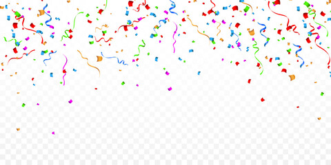 Colorful confetti. Celebration carnival falling shiny glitter confetti. Luxury greeting card. Vector illustration