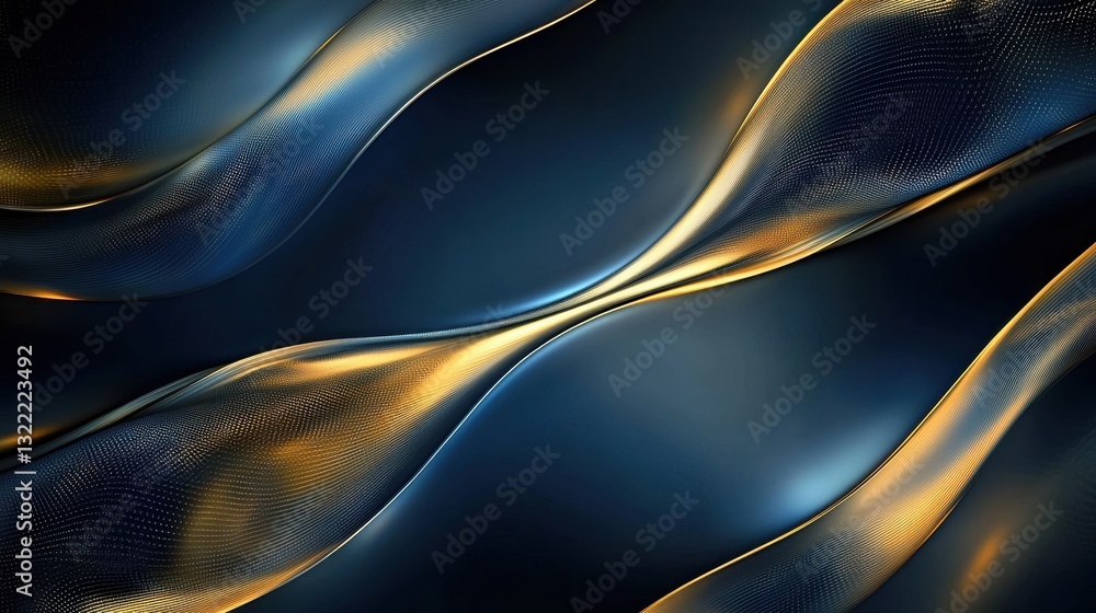 Aufkleber a captivating arrangement features flowing waves of blue and gold intertwining smoothly. the intrica