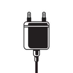 Obraz premium Laptop charger silhouette icon, vector silhouette adapter icon art