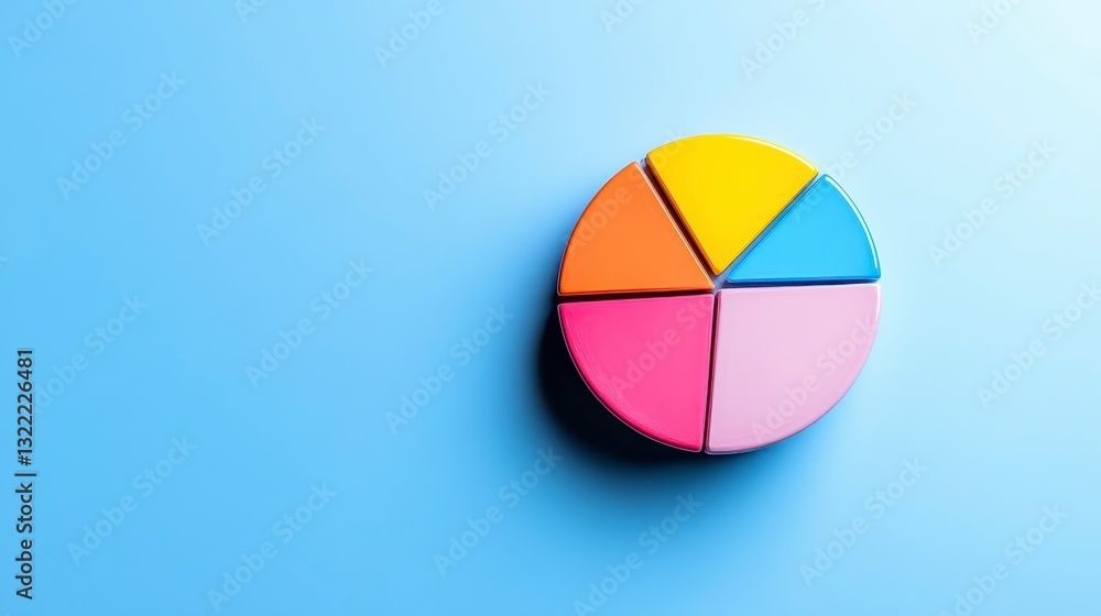 Aufkleber colorful pie chart segments on light blue background. abstract data representation, business analyti