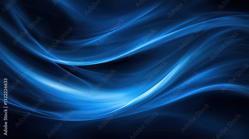 Poster serenity is captured through flowing blue waves that elegantly dance across a dark backdrop, creatin