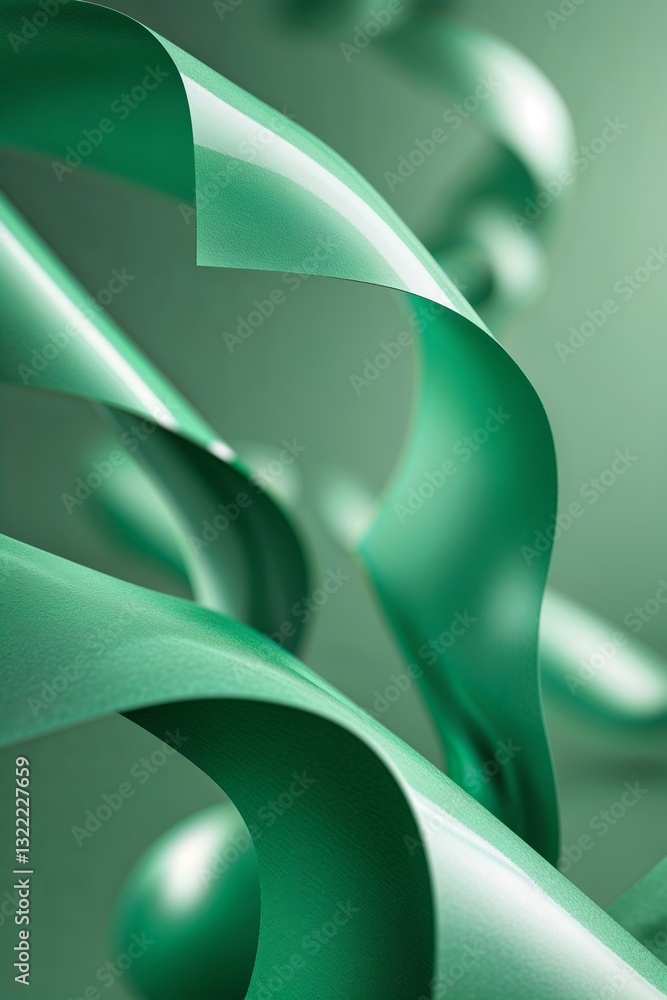 Aufkleber colorful green ribbons twist gracefully against a smooth backdrop, creating a whimsical, dynamic com