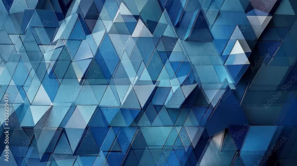 Poster Abstract blue triangle curve radio wave effect design featuring geometric shapes and layers in motion, Abstract blue triangle curve radio wave effect motion video background