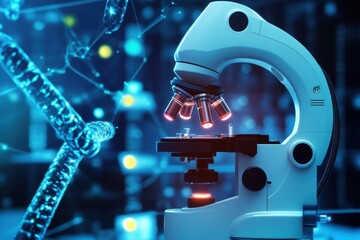 Exploring the unseen world of microorganisms through advanced microscopy technology in a modern lab setting
