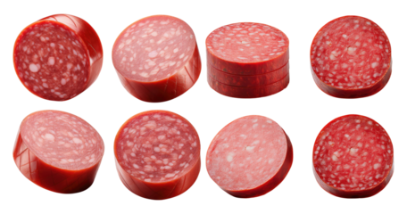 Slices of Red Meat with Texture and Colorful Presentation, PNG bundle collection, Isolated on Transparent Background