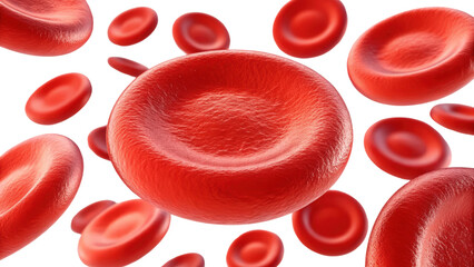 Fototapeta premium Red blood cells in motion, showcasing their unique disc shape and texture, representing vital components of circulatory system