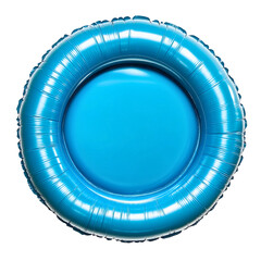Bright Inflatable Pool Float Ring Isolated on Blue Water for Summer Vacation Fun