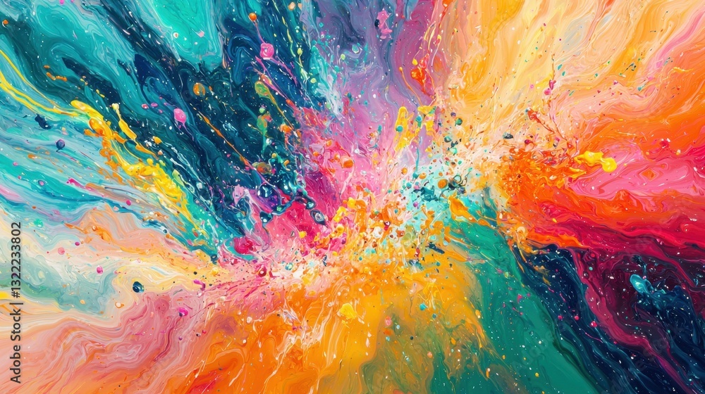 Poster vivid colors blend and swirl together in a striking abstract creation that captivates with its energ