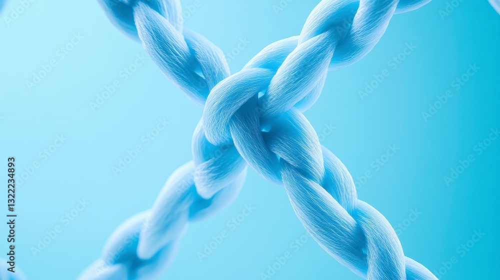Aufkleber abstract 3d rendering of interconnected light blue chains against a pastel background. the chains ar