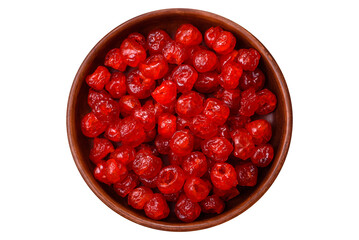 Dried sweet red pitted cherries or candied fruits