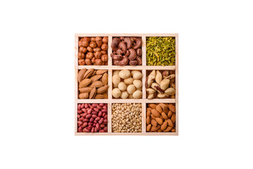Mix of macadamia, pine, cashew, hazelnut, peanut, pistachio nuts