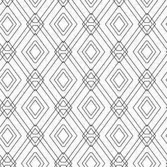 Abstract geometric pattern with squares, crosses, stripes, lines. Seamless vector background. White and black ornament. Modern reticulated graphic design.