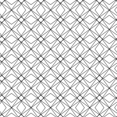 Abstract geometric pattern with squares, crosses, stripes, lines. Seamless vector background. White and black ornament. Modern reticulated graphic design.