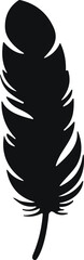 Bird Feather. Feathers vector in a flat style. Pen icon. Black quill feather silhouette. Plumelet