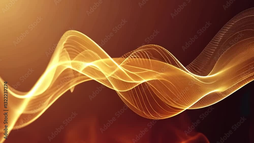 Poster dynamic flowing abstract wave of golden light dark background creating movement and energy with intr
