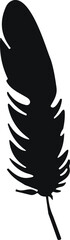 Bird Feather. Feathers vector in a flat style. Pen icon. Black quill feather silhouette. Plumelet