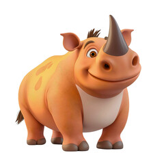 Fototapeta premium Cute Cartoon Rhino Character Illustration for Wildlife Collection in Africa isolated