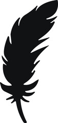 Bird Feather. Feathers vector in a flat style. Pen icon. Black quill feather silhouette. Plumelet