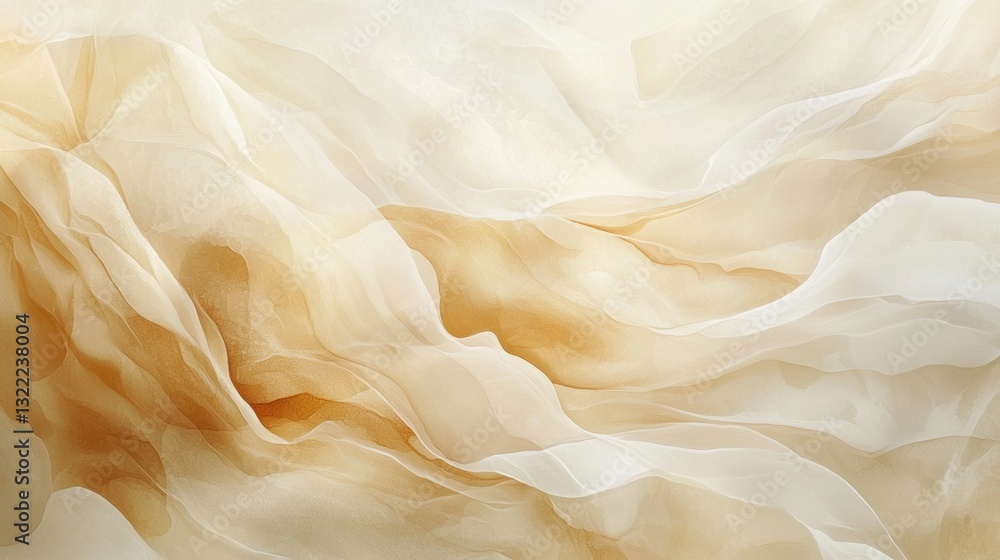 Aufkleber gentle waves of translucent fabric in soft cream and beige hues create a calming and elegant backgro