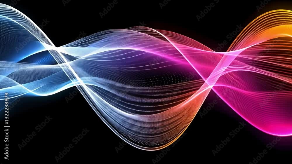 Aufkleber vibrant digital abstract art colorful flowing wave patterns create dynamic and energetic visual effe