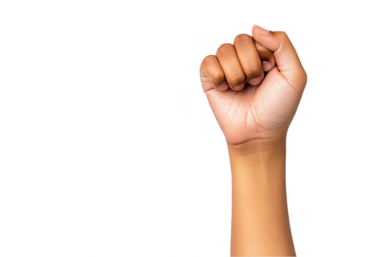 Fist raised in solidarity against injustice, emphasizing strength and unity, conveying a powerful message of empowerment and resilience during social movements