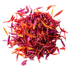 Naklejka premium Vibrant Dried Flower Petals Red Orange Purple Hues Natural Beauty