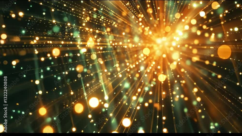 Poster vibrant display of glowing orange and green lights creates dynamic abstract background with motion a