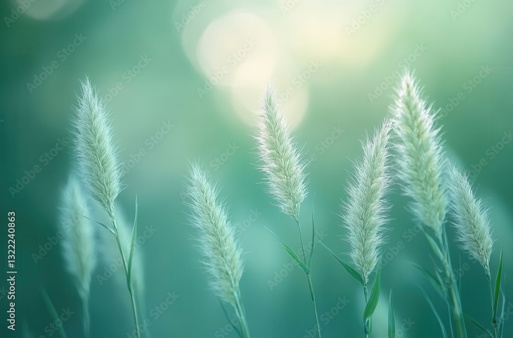 Aufkleber soft focus image of delicate grasses in a serene natural setting under gentle light with a dreamy bo