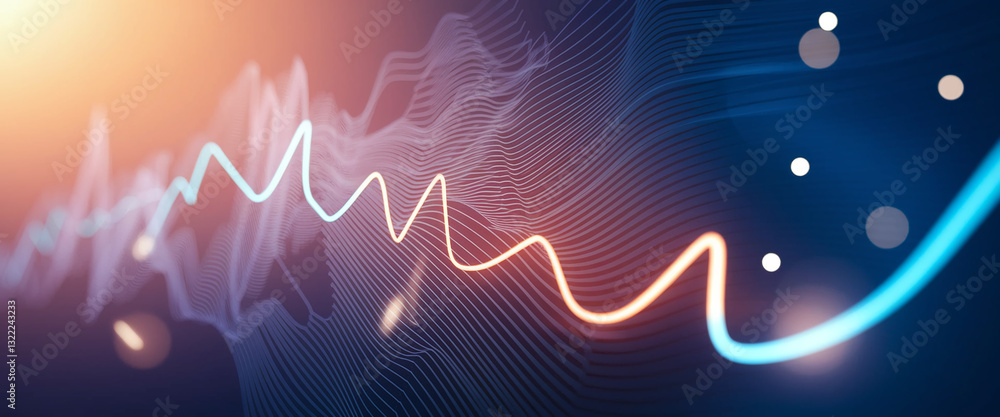 Aufkleber abstract image with glowing lines forming dynamic waves, suggesting growth, progress, or data flow, 