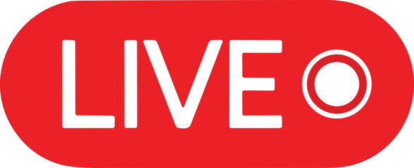 Live streaming icon. Red symbol and button of live streaming, broadcasting, online stream. Lower third template for tv, shows, movie and live performances. Vector