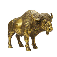 Fototapeta premium gold antique vintage buffalo figurine with transparent background