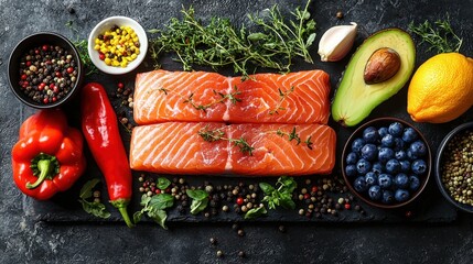 Healthy fresh ingredients for balanced diet 