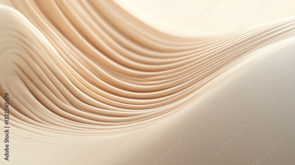 Poster soft beige waves create a serene texture, showcasing elegant curves and lines in a flowing pattern