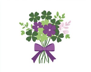 Simple flat shamrock bouquet  on white background