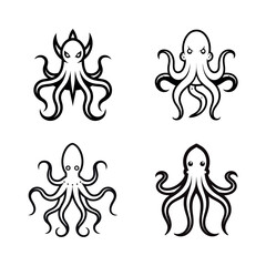 Kraken Outline Vector for Tattoo and Merchandise
