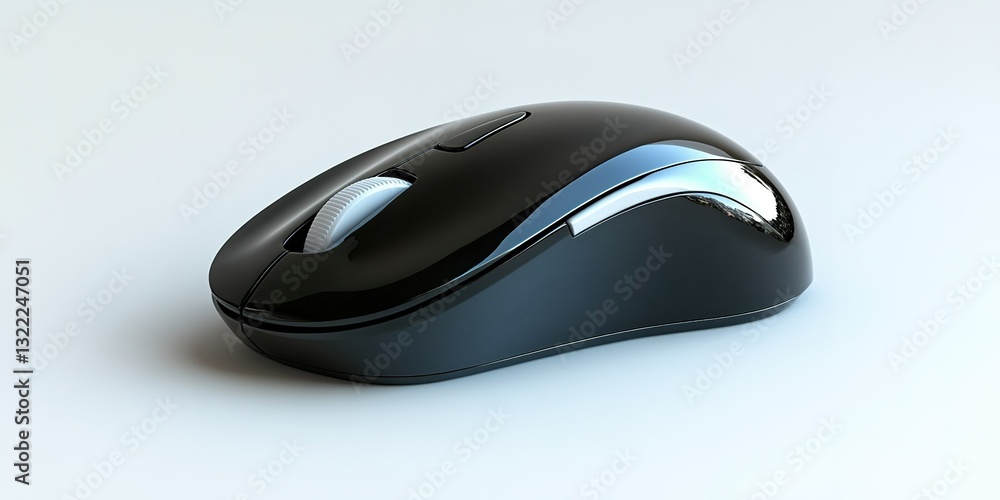 Poster wireless computer mouse placed on a neutral background for product photography and showcasing design