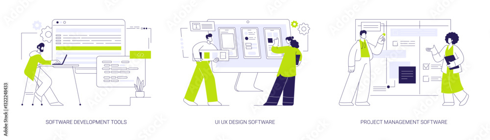 Sticker it software abstract concept vector illustrations.