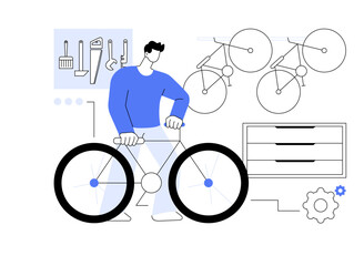Bike shop owner isolated cartoon vector illustrations.