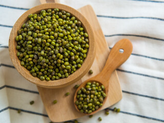 Mung beans (Vigna radiata) are small edible beans that are usually sold dried or sprouted.