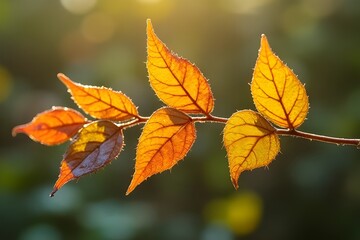 Obraz premium Autumn Leaves Illuminated by Sunlight