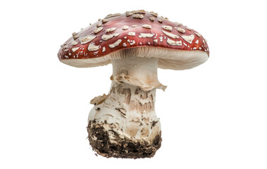 Striking Red Mushroom with White Spots on Isolated Background