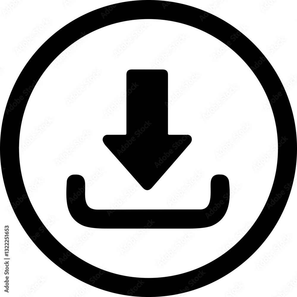 Poster download button line vector icon. install symbol. modern cloud download and simple flat vector