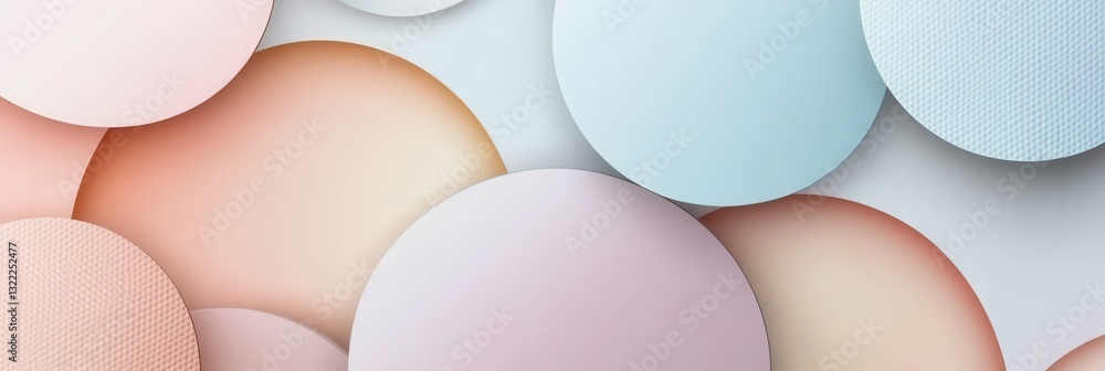 Poster Elegant minimalist background featuring soft geometric shapes in pastel tones with smooth gradients and subtle drop shadows for creative projects