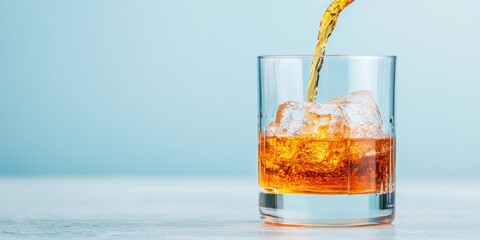 World cocktail day with beverage and glass idea. Refreshing cocktail drink with ice in a glass.