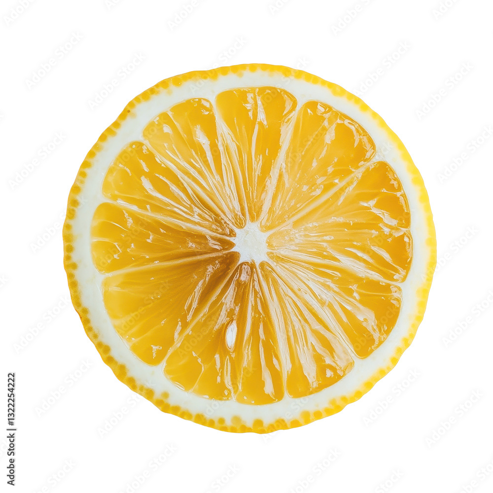Poster freshly sliced lemon on a white surface adding zest to culinary creations and beverages, sliced lemo