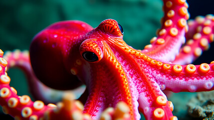 Daytime close up of a vibrant octopus