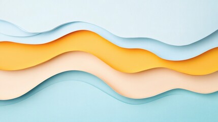Colorful layered paper waves creating a serene abstract design suitable for backgrounds or artistic projects