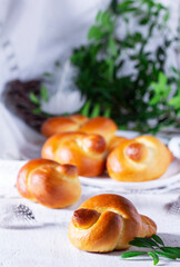 Larks - birds made of dough, to welcome spring. Traditional festive bread bird made of buttery dough. cooking homemade cakes, process